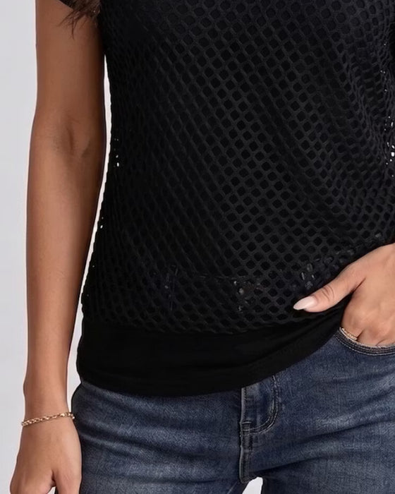 Set Mesh Off-Shoulder Ajusté Tank