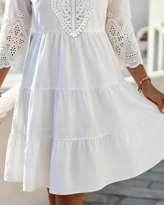 Robes Découpe À Volants Midi A-Ligne