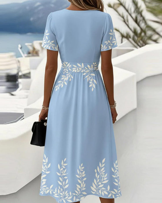 Robe Col V Imprimé Cintré Ligne A