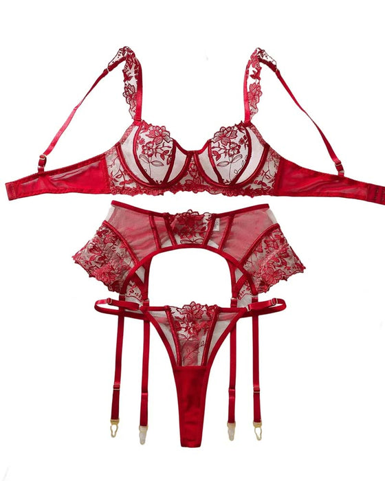 Porte-Jarretelles Lingerie Ensemble 3 Pièces