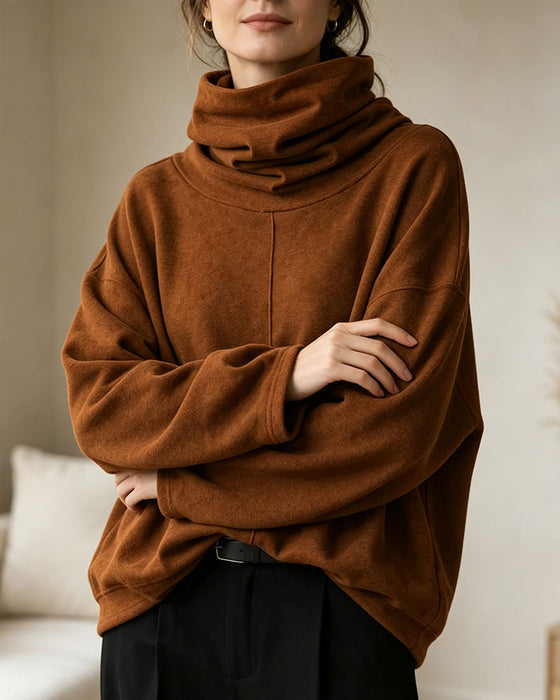Sweatshirt Col Roulé Manche Longue Décontracté