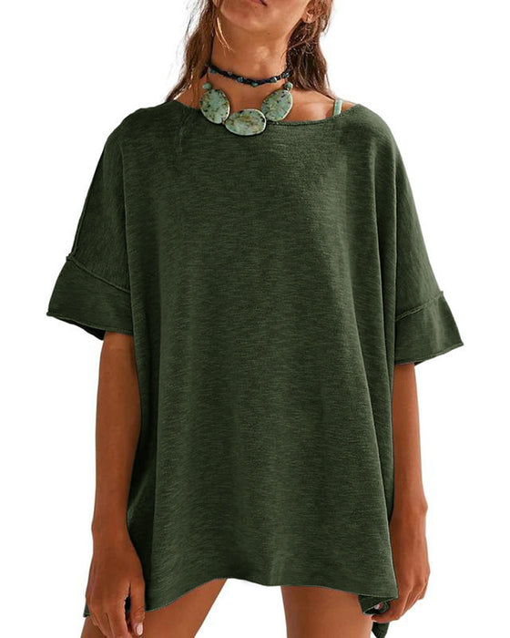 T-Shirt Uni Patchwork Demi-Manche