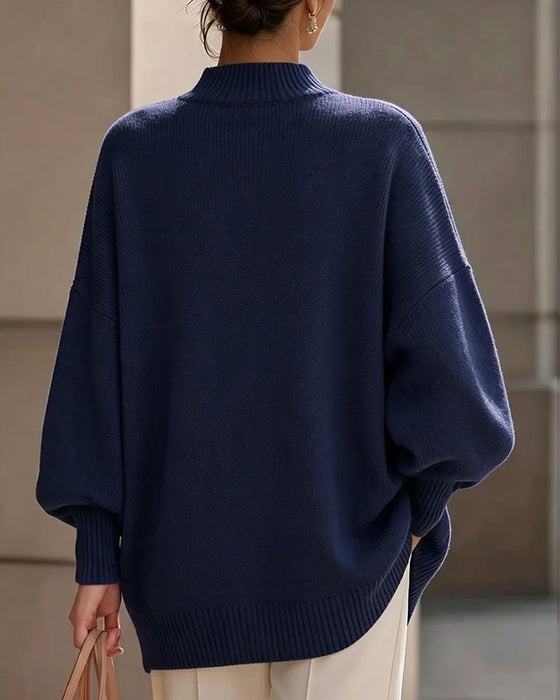 Pullover Col Haut Boutonné Crossover Irrégulier