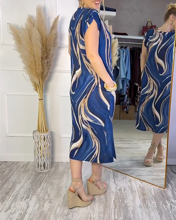 Robe Doré Motif Flowing Colonne