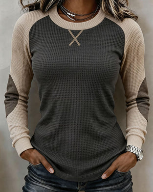 Top Col Rond Raglan Bloc De Couleur