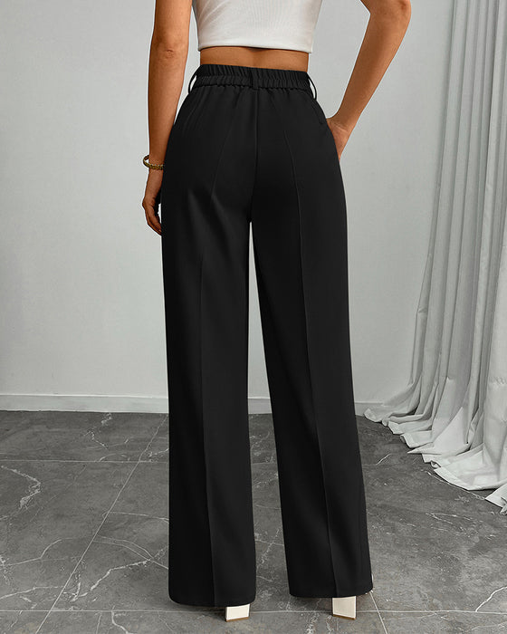 Pantalon Décontracté Ample Droit Large Jambe