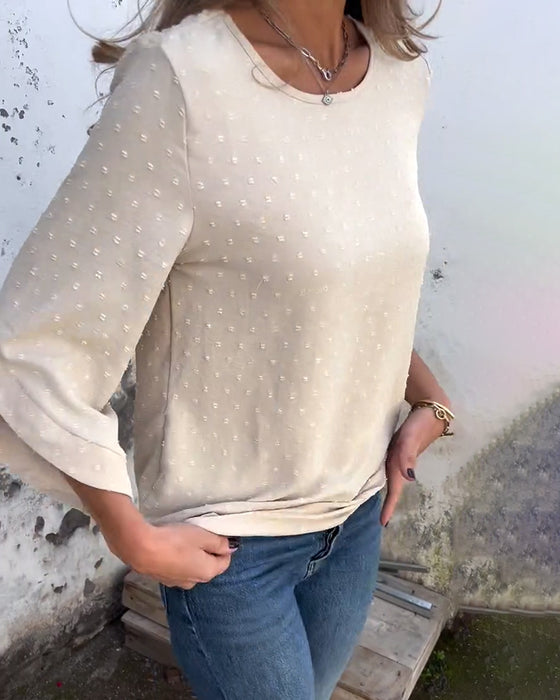 Blouse Manches Longues Col Rond Unie