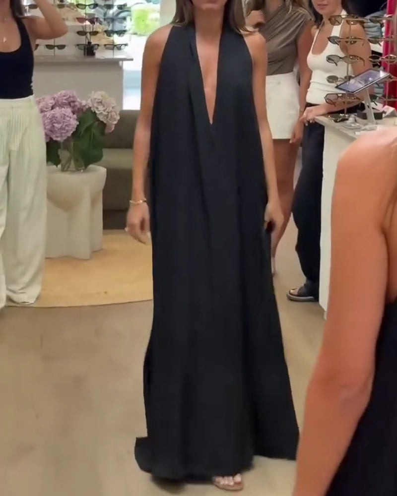 Robe Élégante Sans Manches Longueur Sol