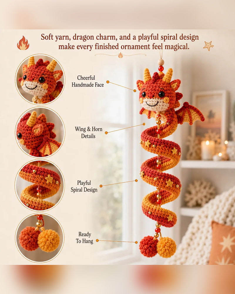 🐉 Kit DIY pour débutant d'un ornement suspendu en spirale dragon enchanté | Ensemble complet incluant tous les outils et un guide étape par étape 💕