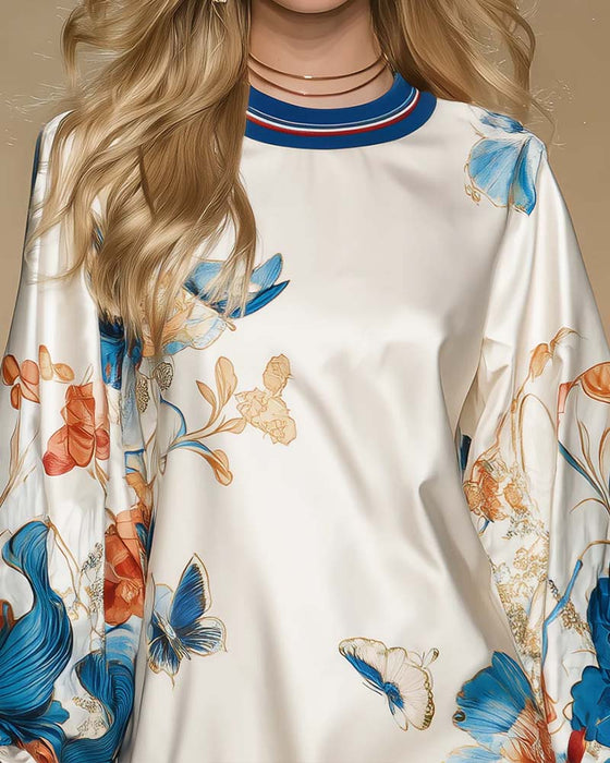 Robe À Manches Ballon Imprimé À Blocs De Couleurs