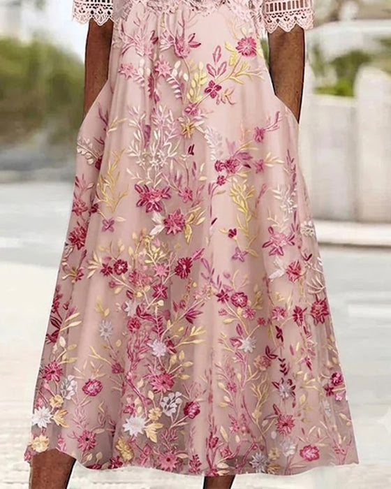 Robe Dentelle Florale Patchwork Ligne A