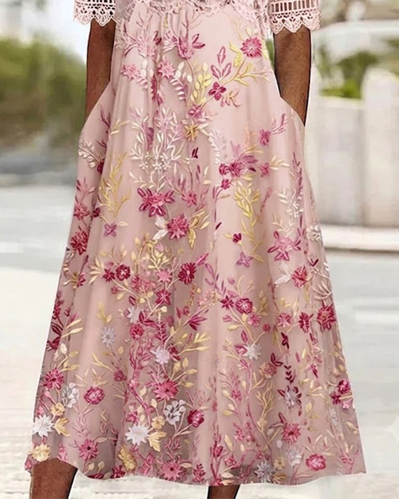 Robe Dentelle Florale Patchwork Ligne A