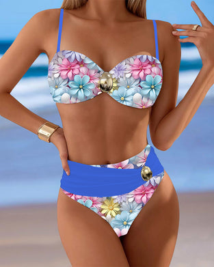 Maillot De Bain Sexy Soutien-Gorge Imprimé Contraste