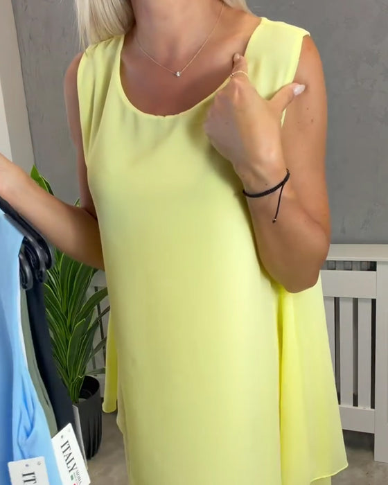 Robe Sans Manches Unie Décontractée