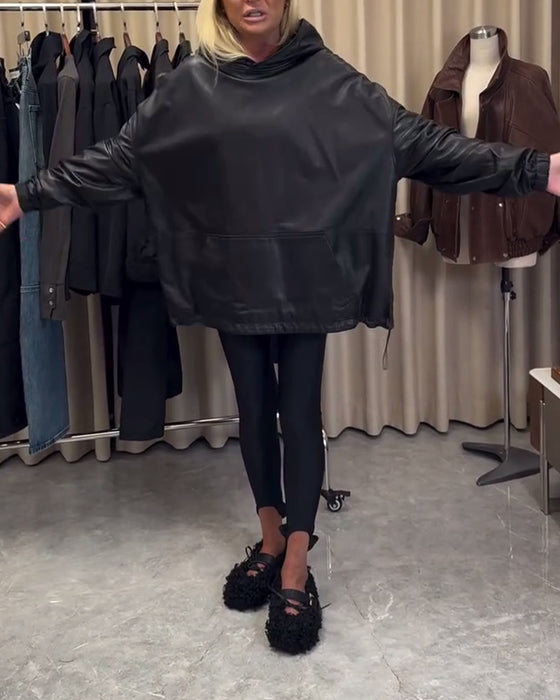 Hoodie Ample En Similicuir