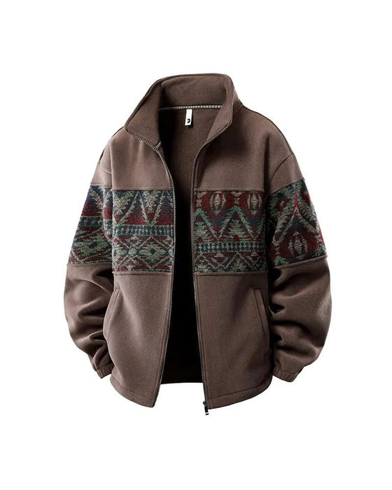 Homme Manteau Col Montant Fermeture Éclair Contraste