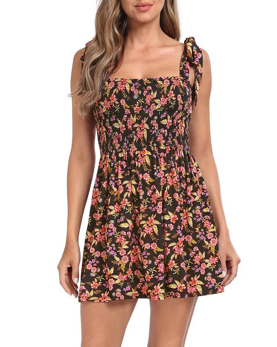 Robe Femme Florale Mini Avec Short Intégré
