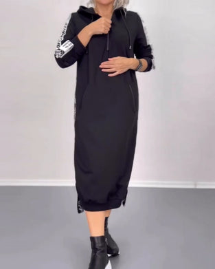 Robe décontractée à capuche zippée