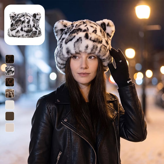 Chapeau Imprimé Léopard Peluche Oreille De Chat