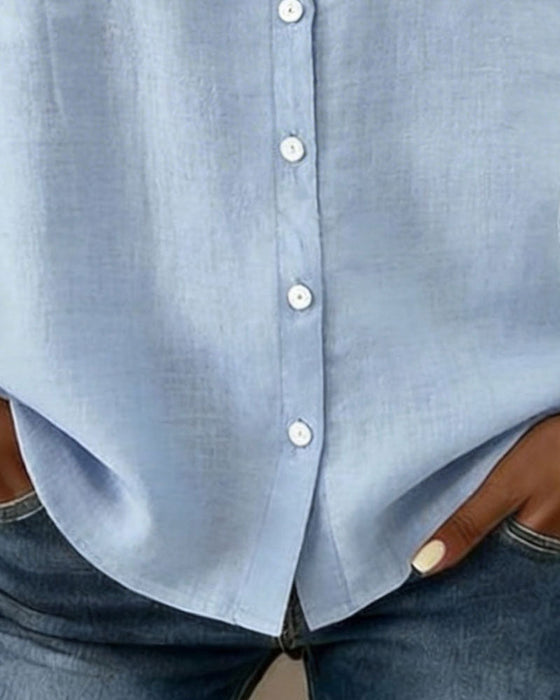 Chemise Col Peter Pan Coton-lin Volant Boutonnage Devant