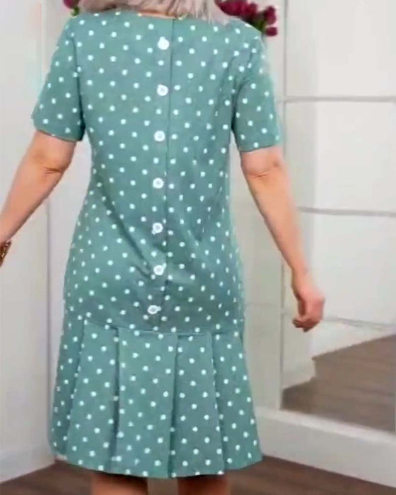 Robe décontractée à manches courtes et imprimé à pois