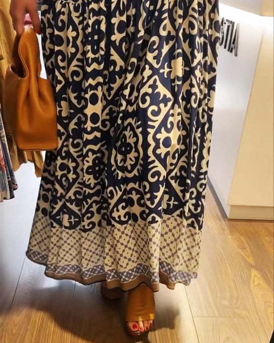 Robe Sans Manches Col Rond Froncée Jupe Ample