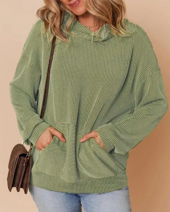 Sweat À Capuche Rayé Poche Loose