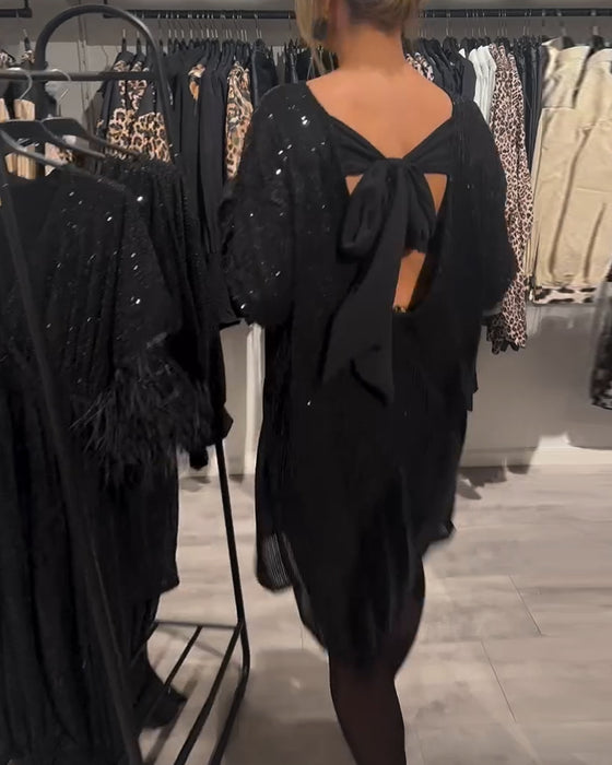 Robe Élégante Dos Nu À Bretelles Et Paillettes