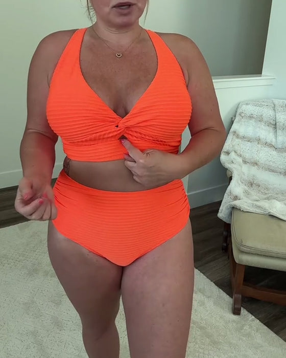 Bikini décontracté triangle de couleur unie