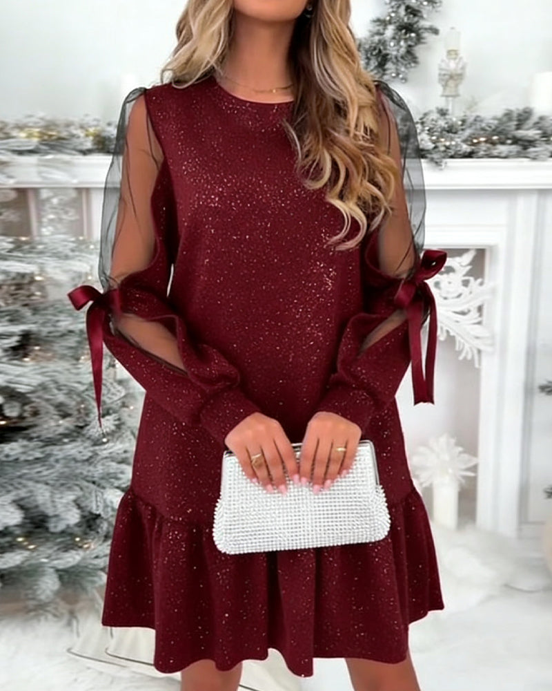 Robe Tulle Nœud Lacet Argenté Ligne A