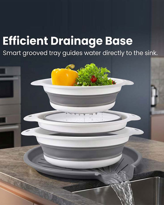 Ensemble Passoire Égouttoir De Cuisine Pliable Avec Plateau D'Égouttage