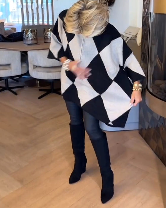 Pull Col Montant Argyle Irrégulier