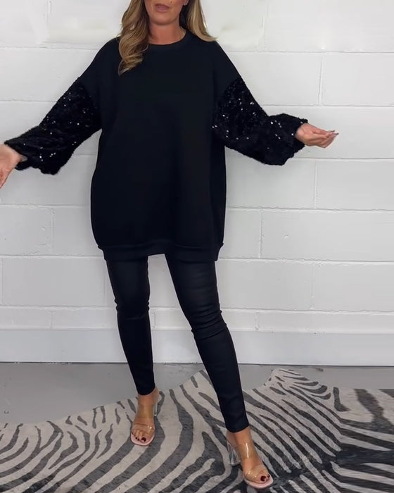 Sweat-shirt décontracté à manches longues et col rond