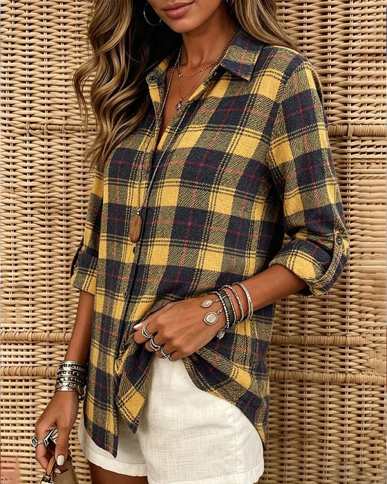 Chemise Carreau Revers Décontractée