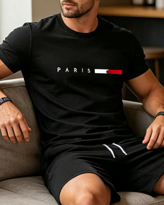 Set Hommes Col Rond Monogramme Décontracté
