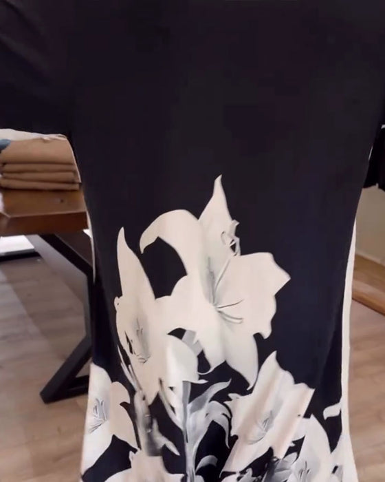 Robe À Col Imprimée Oversize Maxi