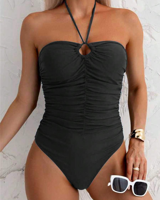 Bikini Couleur Unie Une Pièce