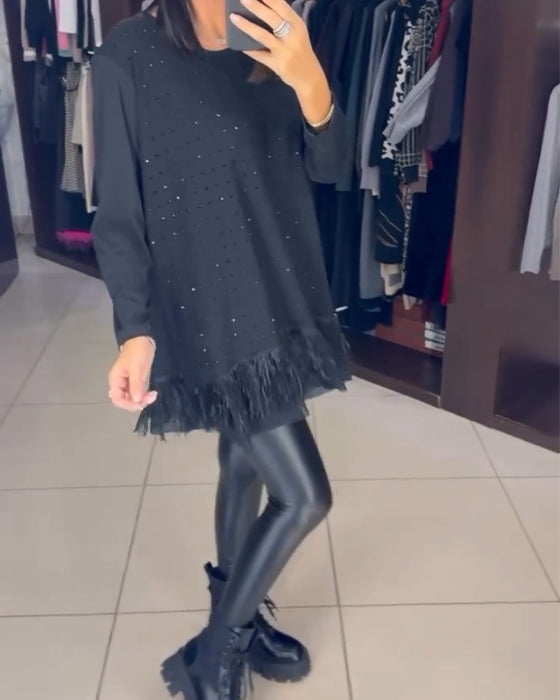 Haut Hem À La Mode Strass