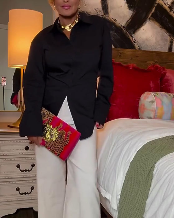 Chemise Nouée Dans Le Dos Col Uni