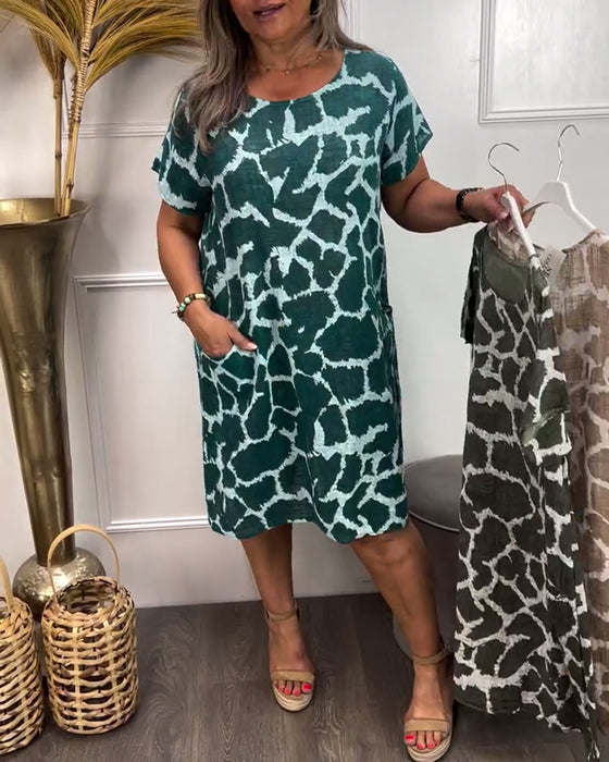 Robe Col Rond Loose Imprimé