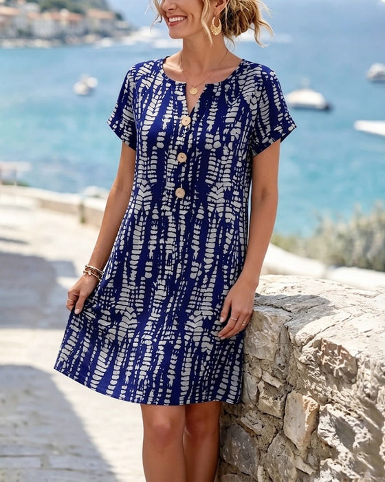Robe Contraste De Couleur Manches Courtes Ourlet A