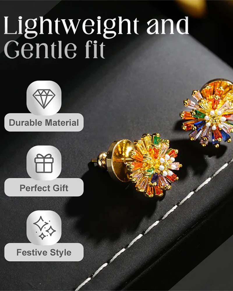 Boucles D'oreilles Clous Feu D'artifice Coloré 💎 Design Zircone & Élégant Minimaliste