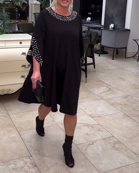 Robe mode ample perlée grande taille