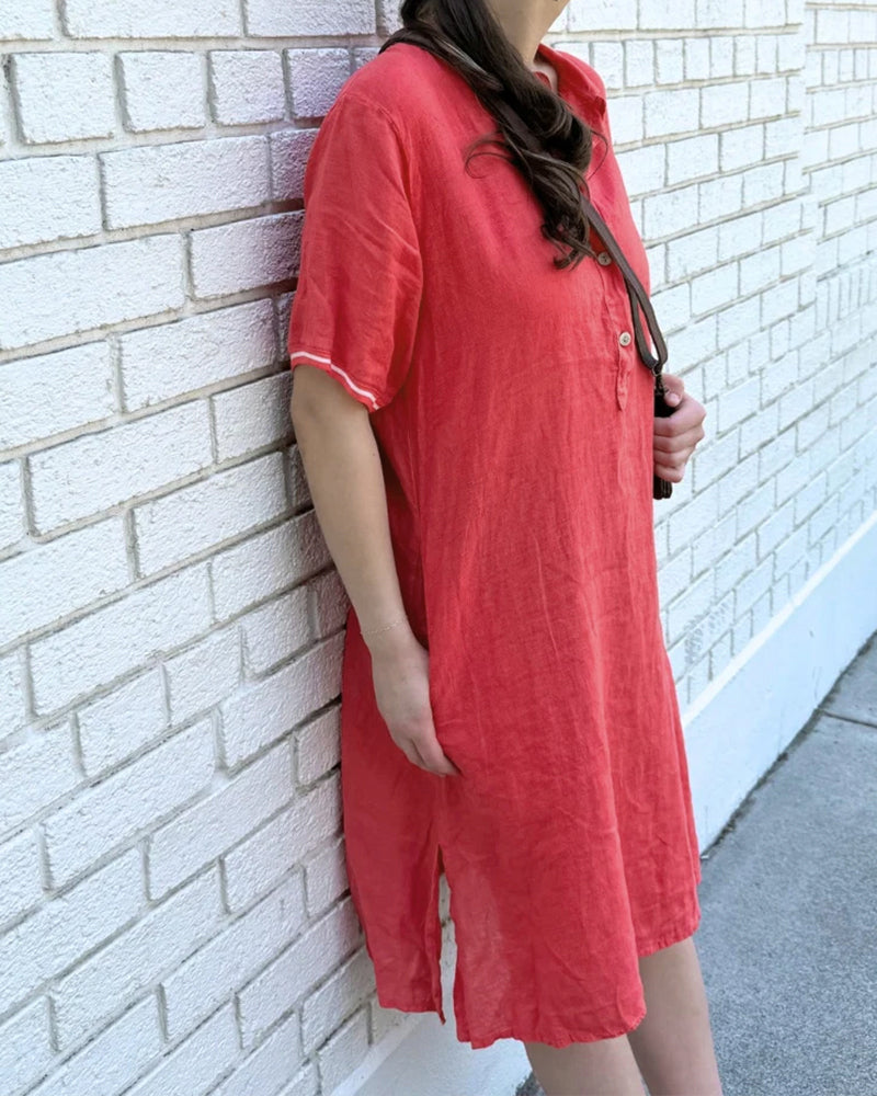 Robe Revers Bouton Décontractée