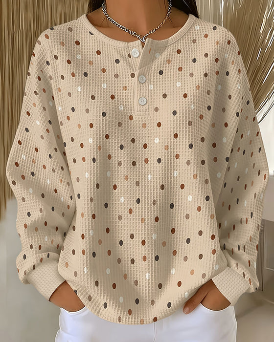Sweatshirt Col Rond À Pois