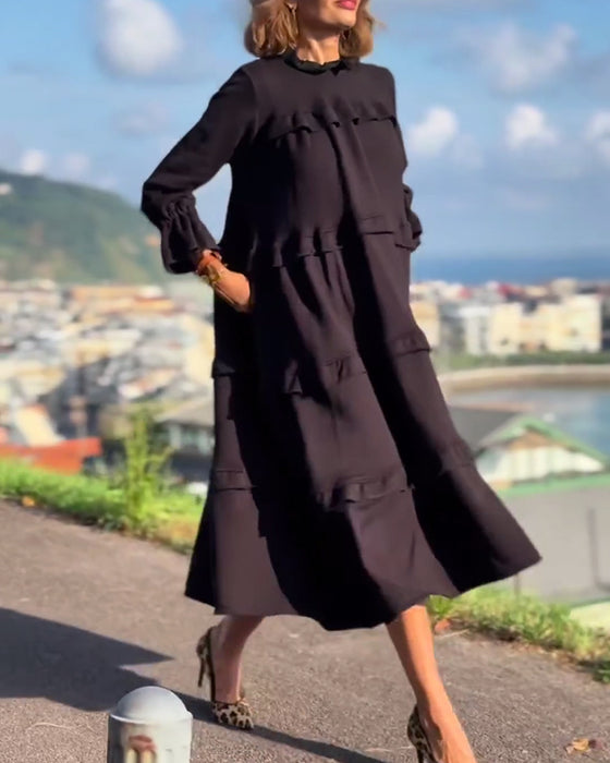 Robe décontractée de style doux de couleur unie