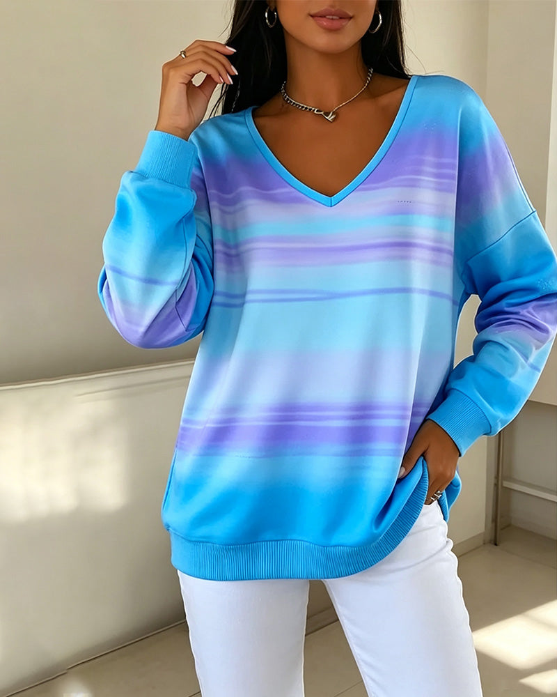 Sweatshirts Col V Manche Longue Ombre