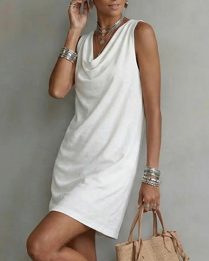 Robe Sans Manches Col Roulé