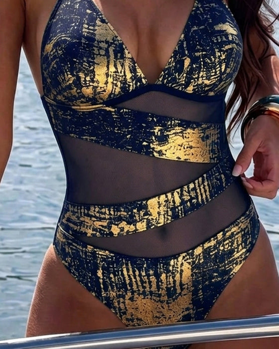 Une Pièce Bloc De Couleur Halter Design