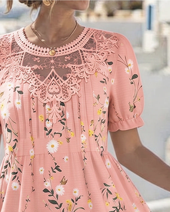 Robe Daisy Dentelle Manche Courte Vacances